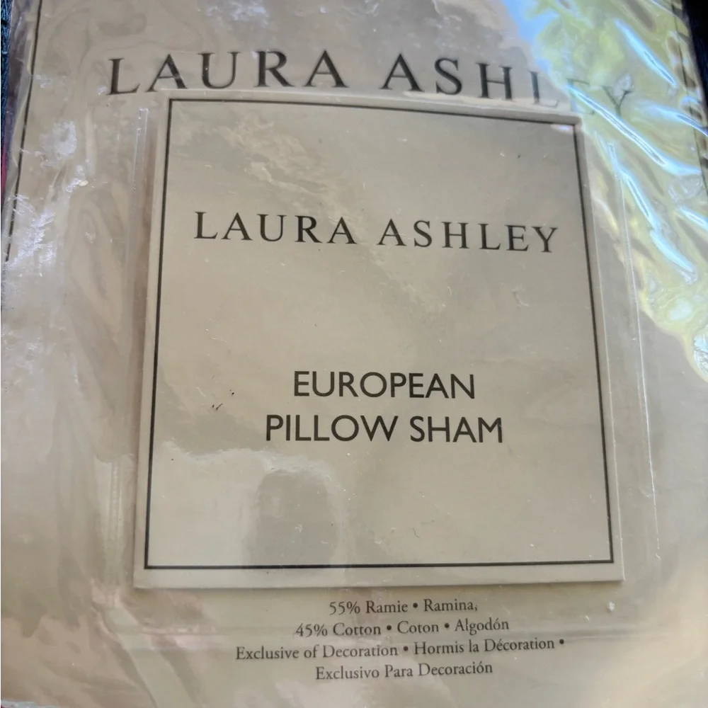 Laura Ashley Mila Pink Euro Sham 26x26 White Cotton Pillow Cover Contrast Border